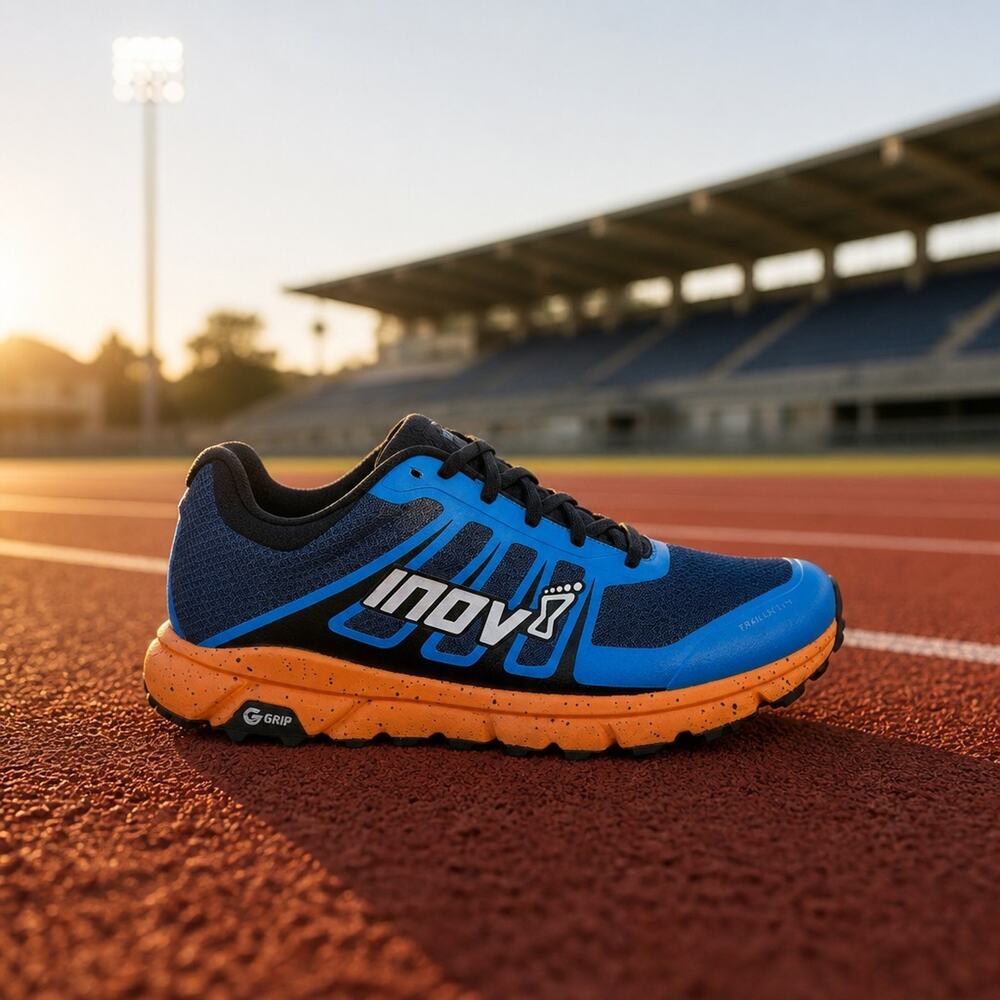 Inov8 Trailfly G 270 V2, Blue/ Orange, Mens Size 10 Great Condition NO INSOLES